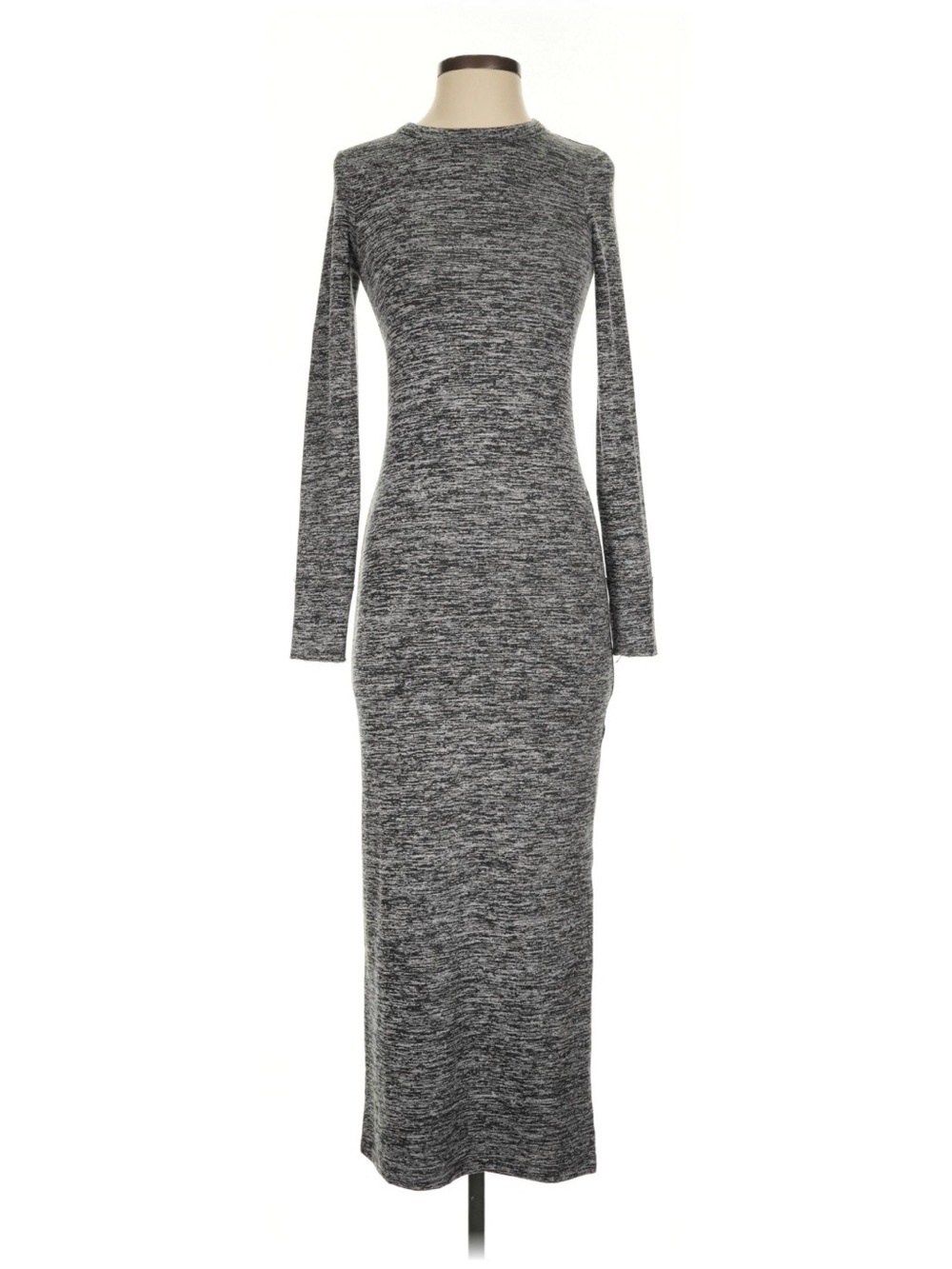 French Connection Gray Heathered Long-Sleeve Maxi Dress